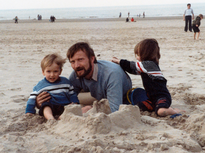 Fred and dad in the sand
